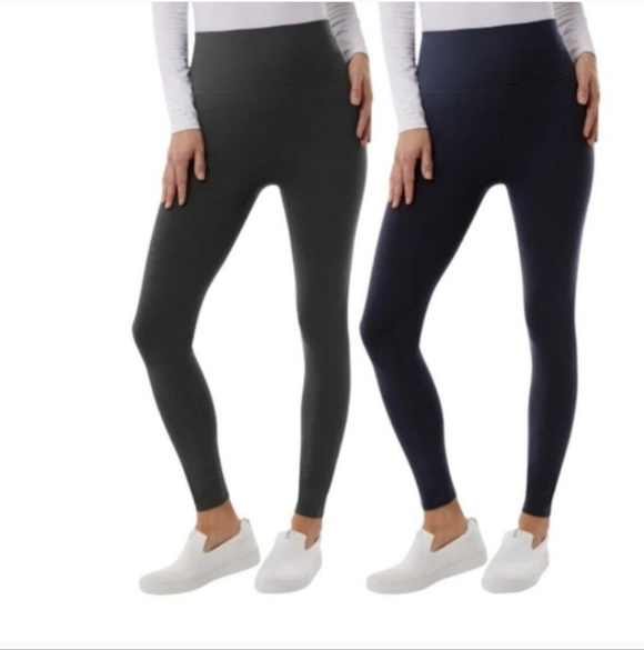 32° Degrees Heat Leggings 2 Pack Size XL Navy Blue Charcoal Grey Stretch - Picture 2 of 11